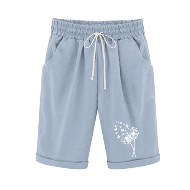 Birdeem Ensemble Haut et Short pour Femmes Taille Élastique Imprimé Blowball avec Cordon de Serrage