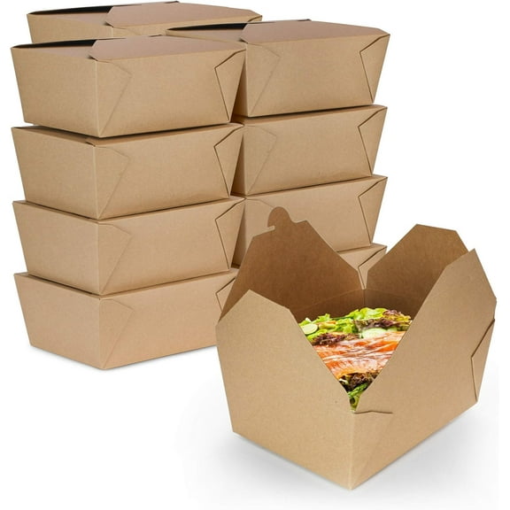 Fit Meal Prep 160 Pack 110 oz Disposable Take Out Containers Microwaveable Kraft Paper To Go Boxes