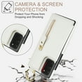thumbnail image 3 of for Samsung Galaxy A71 5G Zipper Wallet Case, Premium Lychee Texture PU Leather Double Magnetic Clasp Flip Kickstand Credit Card Slots Shockproof Portable Metal Ring Hook Phone Case,White, 3 of 9