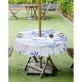 thumbnail image 4 of nqOlkjepod Blue Ombre Coral Outdoor Tablecloth with Umbrella Hole & Zipper, Coastal Watercolor Summer Round Table Cover 60 Inch, Dining Waterproof Table Cloth Protector for Patio/Party/Picnic, 4 of 7