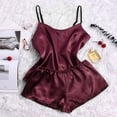 thumbnail image 3 of dazeni Satin Silk Pajama Set for Women Summer Comfy Pjs Sets Lightweight Camisole Top and Shorts Comfortable 2 Piece Sleepwear Loungewear, 3 of 3