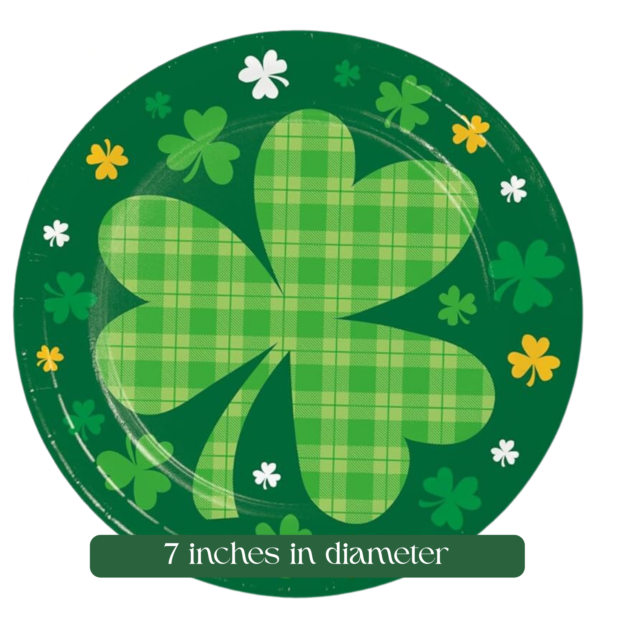 St. Patrick’s Day Party Supplies Set – Shamrock Dessert & Appetizer Plates -16 Count, 7" & “Let the Shenanigans Begin” Beverage Napkins -16 Count – Disposable Paper Plates & Napkins