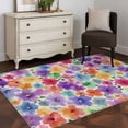 thumbnail image 3 of 3'x5' Rug for Living Room Bedroom, Colorful Flowers Washable Area Rugs Non-Slip Carpet Mats, Spring Farmhouse Watercolor Floral Beige Indoor Low Pile Area Rug Runner for Kitchen, Mudroom, 3 of 8