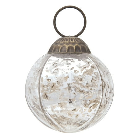 Small Mercury Glass Ornament (Penina Design, Ball Shape, 2.25-Inch, Silver) - Vintage-Style Decoration
