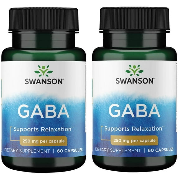 Swanson Gaba Gamma Amino Acidbutyric Acid 250 Milligrams 60 Capsules (2 Pack)