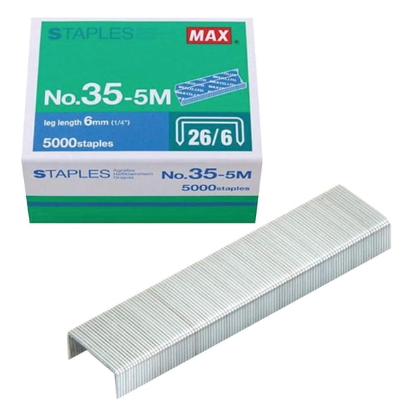 Grapas estándar de 35 a 5 m para EE. UU.; longitud de pata: 6 mm (1/4 pulgadas); 100 grapas por barr