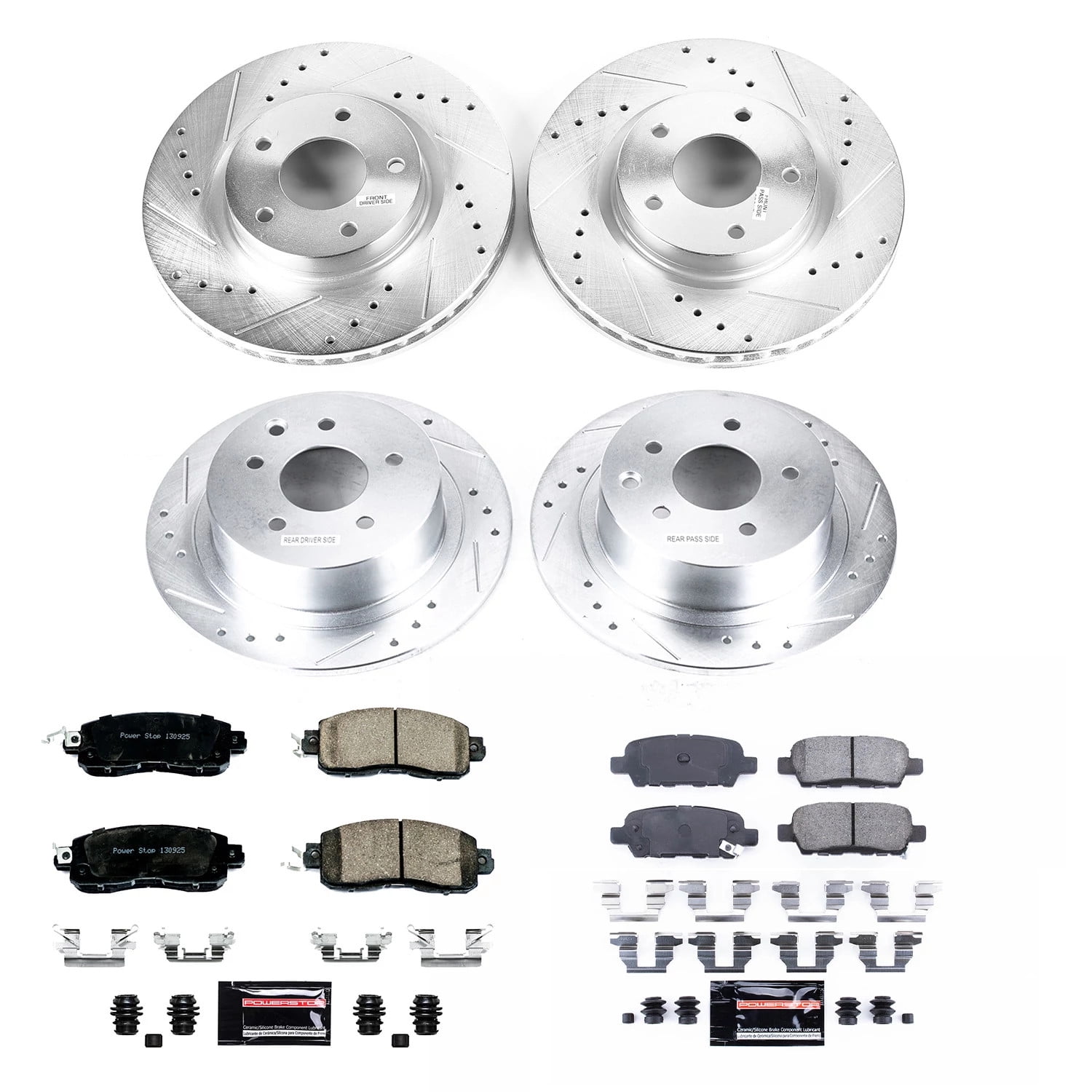 PowerStop Front and Rear Z23 Evolution Sport Carbon-Fiber Ceramic Brake Pad and Drilled & Slotted Rotor Kit Fits: NISSAN Select Models K6495