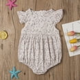thumbnail image 3 of Arvbitana Baby Girls Summer Romper Floral Print Ruffle Sleeve Bodysuit Casual Loose Triangle Bottom Jumpsuit Classical One-piece Outfit 0-24M, 3 of 8