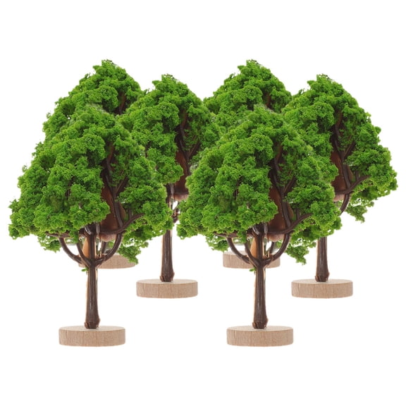 Toyvian Green Artificial Trees for Model Train Scenery, 6-Piece Set with Plastic and Wood Materials for Dioramas and Craft Projects