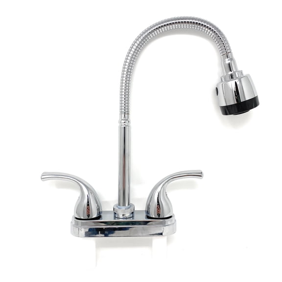 Bathroom Faucet with Flexible Spout for Office RV Motorhome, Plastic Body Chrome Finish 4" Center by MADOL