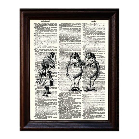 Tweedle Dee and Dum - Dictionary Art Print Printed On Authentic Vintage Dictionary Book Page - 8 x 10.5