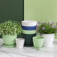 thumbnail image 6 of Flower Pot Round Planters Succulents Plant Pot with Tray Office Desktop Balcony Home Garden Decoration Outdoor Potted 5 Sizes, 6 of 10