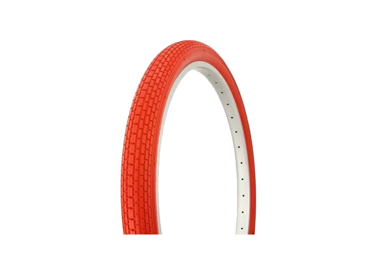 DURO 26X2.125 BEACH CRUISER BICYCLE TIRES RED & WHITE WALLS BRICK PATTERN 2 TWO 