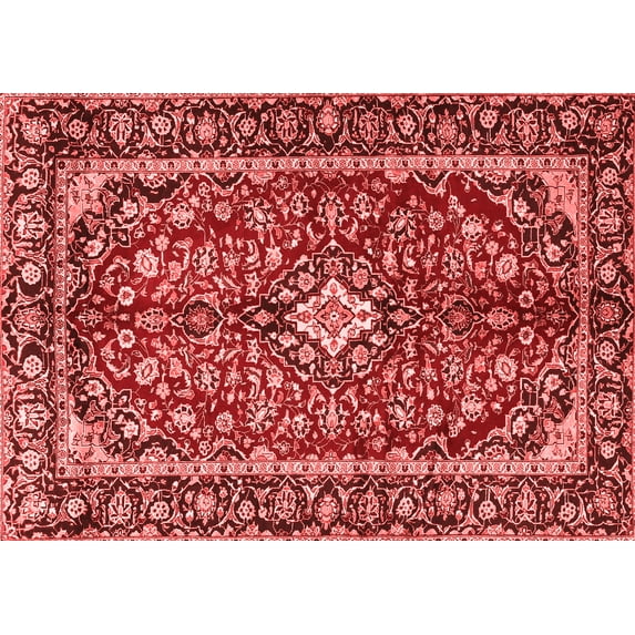 Ahgly Company Indoor Rectangle Medallion Red Traditional Area Rugs, 4' x 6'
