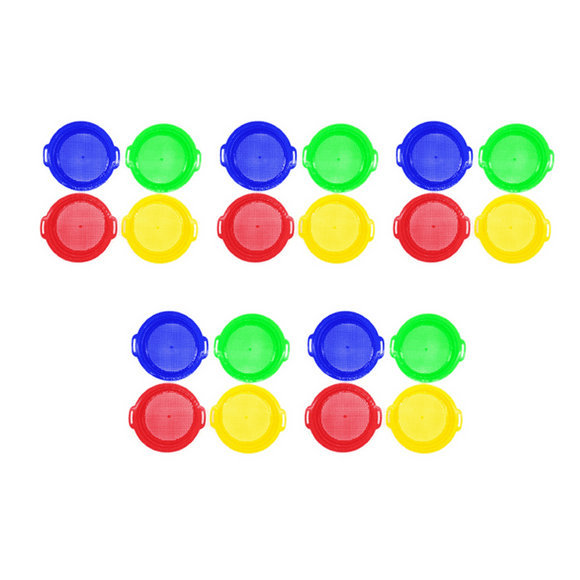 20PCS Stop Sand Sifter Sieves Toy for Sand Beach 20 Pack Set Red Blue Yellow Green for Children Kids Toy