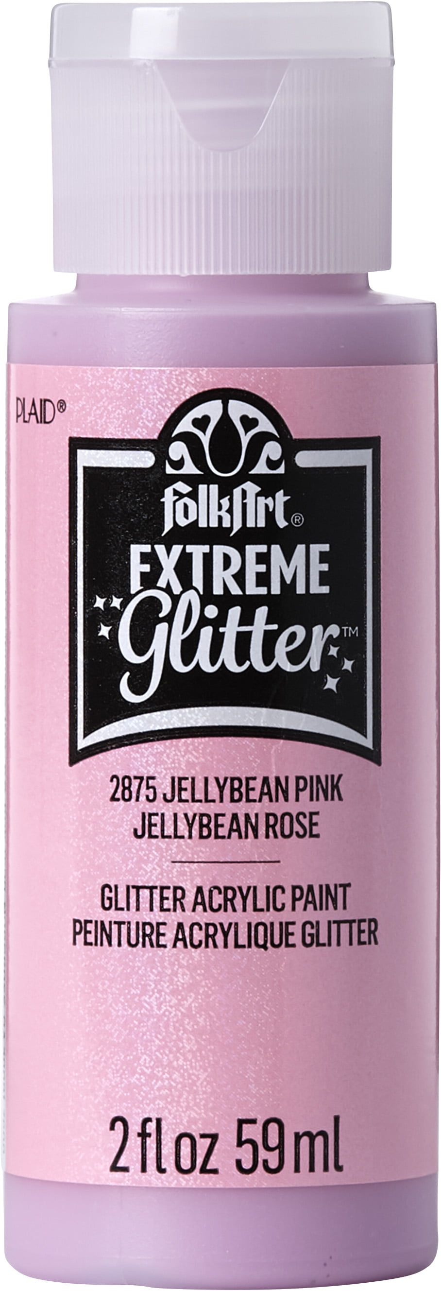 FolkArt Extreme Glitter Acrylic Craft Paint, Glitter Finish, Jellybean Pink, 2 fl oz