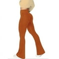 thumbnail image 3 of Goyoma Flare Leggings, Crossover Yoga Pants with Tummy Control, High-Waisted and Wide Leg,Coffee, 3 of 5