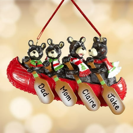 Personalized Bear Family in Canoe Ornament, 4