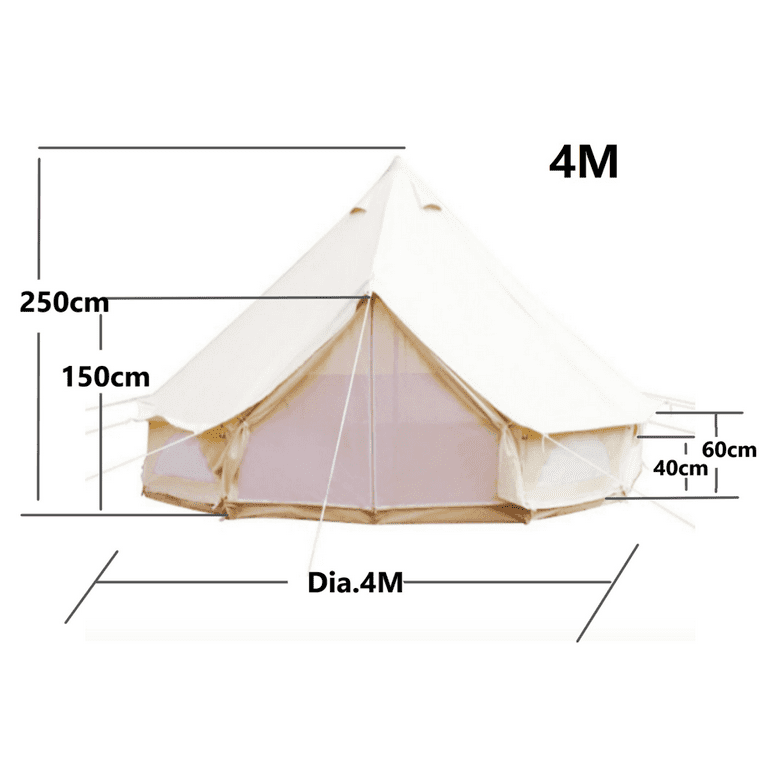 Outdoor Luxury Waterproof 4M/13.1ft Oxford Bell Tent with Outdoor Luxury Waterproof 4M/13.1ft Oxford Bell Tent with