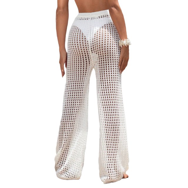 Pantalones de playa con cobertura en traje de baño RoseSeek White para mujer