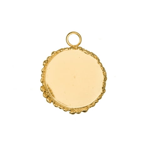 Edge Bezel (Gold Round Bezel Cup 14K Gold Finished With Serrated Edge Fits 17mm Cabochons Or Photos Or Flat-Backed Crystal Sold per pkg of)
