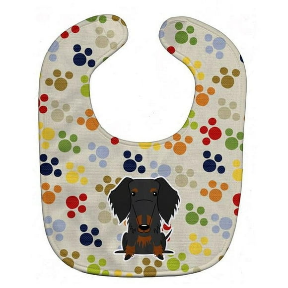 Carolines Treasures BB5956BIB Pawprints Wire Haired Dachshund Black Tan Baby Bib