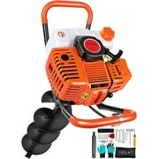 52cc Gas Powered Auger Post Hole Digger with 6" Earth Auger Drill Bit and 8" Extension Rods 2-Stroke 2.4hp Post Digger for Fence Tools & Garden