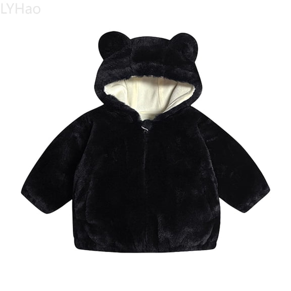 LYHao Girls Winter Coat Soft Fleece Hooded Jacket With Ears Zip Up Outerwear For Toddlers And Kids Warm Cozy Fall Outerwear Girls Jacket Coat,Sizes 18-24 Months