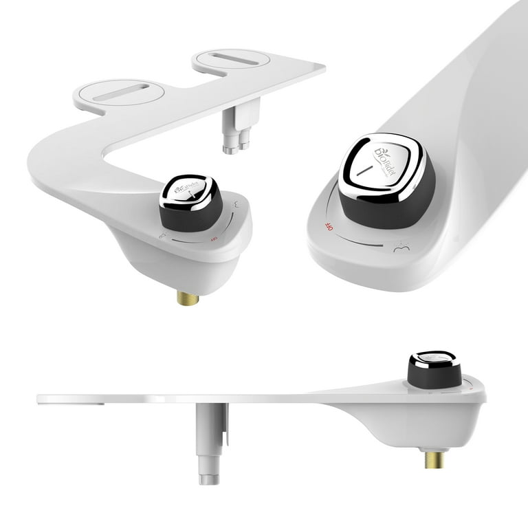 Bio Bidet SlimEdge Simple Bidet Toilet Attachment in White with Dual  Nozzle, Fresh Water Spray, Non Electric, Easy to Install, Brass Inlet and  Internal Valve 