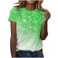 thumbnail image 2 of LOVZFMLL T-Shirts d'Été pour Femmes Décontractés Scintillants à Imprimé Cristal Col Rond Manches Courtes, 2 of 4