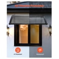 thumbnail image 3 of Door Awning 38 x 40 inch, Front Door Canopy Polycarbonate, Rain Snow Sun Protection, Exterior Window Awnings with Brackets, Porch Patio Overhang - Smoky Gray, 3 of 9