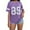 Purple, variant on Women's Casual Loose Fit Letter Print Short Sleeve T-Shirt Comfortable Streetwear Daily Fashion Top