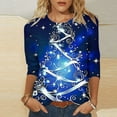 thumbnail image 2 of GERsome Christmas Vacation Shirt, Womens Plus Size Graphic Tees Crew Neck Xmas Holiday T-Shirts Christmas Tshirt Casual 3/4 Sleeve Tops Size S, 2 of 5