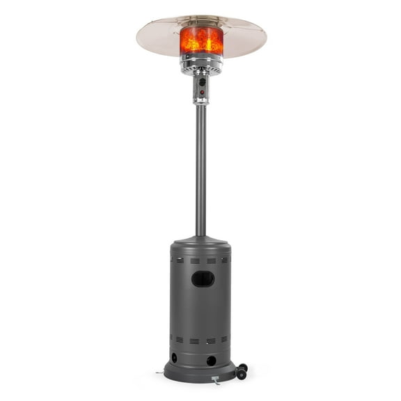 Nuu Garden Propane Outdoor Patio Heater with 304 Stainless Steel Burner and Aluminum Reflector, Powder-Coated Outdoor Heater with Wheels, Anti-Tilt Safety Shut-Off, ETL Certified, Sparkling Gray