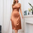 thumbnail image 4 of Pompotops Mode Femmes Casual Solide en Vrac Sexy V-Cou Sans Manches Longue Robe, 4 of 8