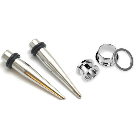 Zaya Body Jewelry 7mm 1g 316l Stainless Steel Tapers and Screw Tunnels Ear Stretching Kit Gauges Plugs