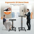 thumbnail image 3 of Mobile Rolling Standing Desk - Overbed Table, Teacher Podium with Wheels, Adjustable Work Table, Rolling Desk Laptop Computer Cart for Home, Office, Classroom - Black, 3 of 6
