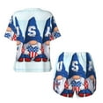 thumbnail image 5 of Lsque Cute Gnomes in USA Women's Short-Sleeved Pajama Set - 2 Piece Soft and Lightweight Sleepwear Set-Large, 5 of 9