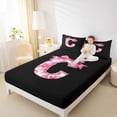 thumbnail image 4 of Erosebridal Floral Bow Letter C Bed Sheets for Girls, Pink Initial Ribbon King Sheets, 4 Pieces, 4 of 6