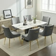 thumbnail image 5 of Velvet Dining Chairs Set of 2 with Gold Legs, Upholstered Accent Chairs, Pleated Back & Gold Pull Handle, Mid-Century Modern for Dining Room, Kitchen, Living Room, Light Grey, 5 of 13