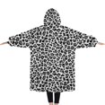 thumbnail image 2 of Oversized Wearable Blanket Hoodie,Black Leopard Print Sherpa Blanket Hoodie with Super Pockets,Super Warm Fuzzy Pullover for Women & Men, 2 of 6