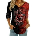 thumbnail image 3 of Zeagoo Womens Tops Dressy Casual Beach Vacation Clothes for Women Business Casual Long Shirts V Neck Tee Shirt Ladies Top and Blouses Ethnic Style, 3 of 7