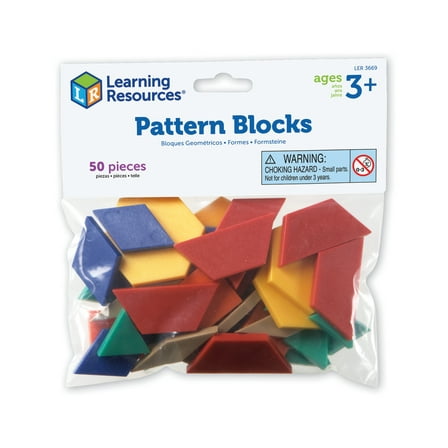 Learning Resources Pattern Blocks Smart Pack, Developmental Toy, Shapes, Patterns, 50 Pieces