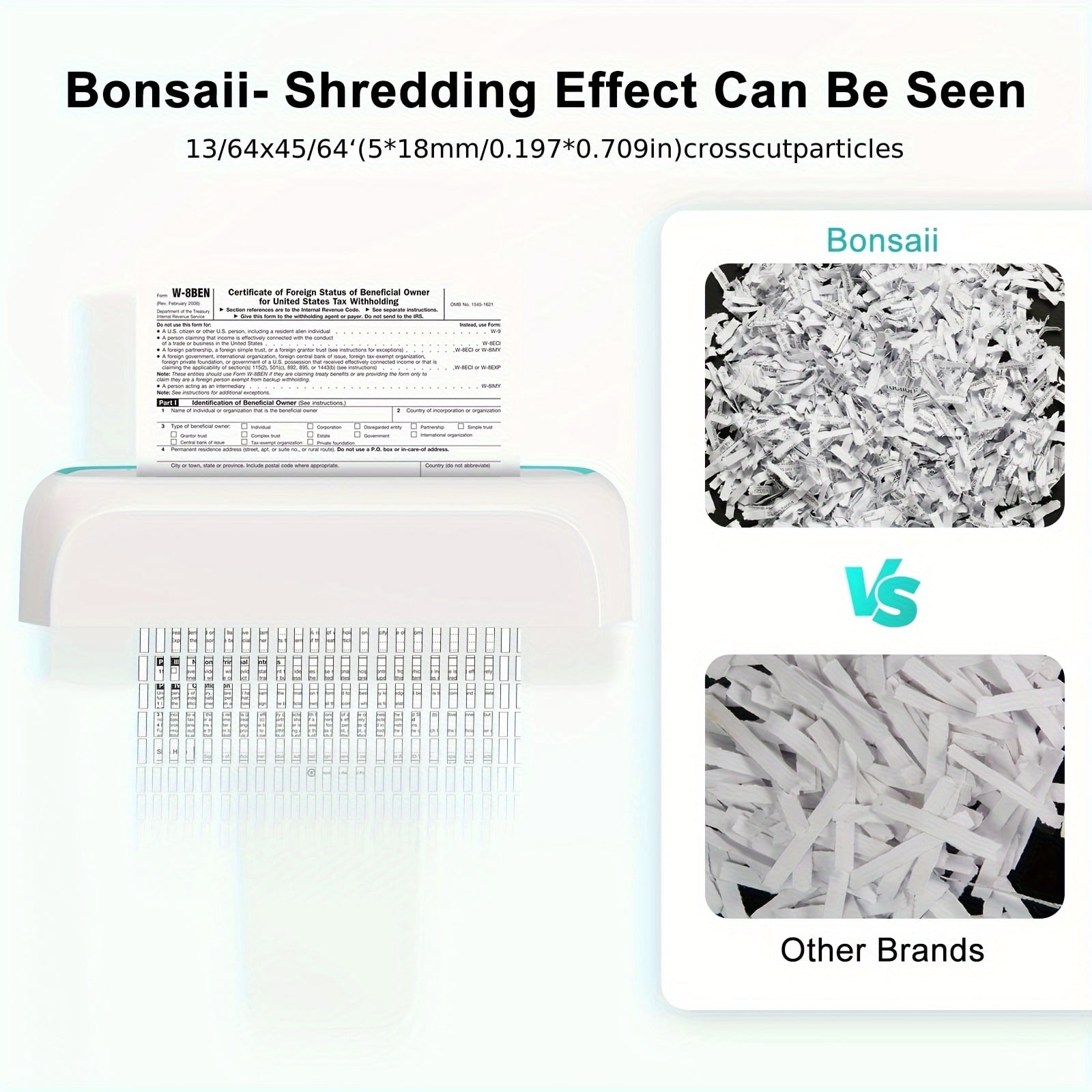 Manual Cross-Cut Paper Shredder for Home Office, 6-Sheet Capacity, Shreds Credit Cards, Staples & Clips, 3.4-Gallon Bin, White & Teal Design, 110-130V US Plug
