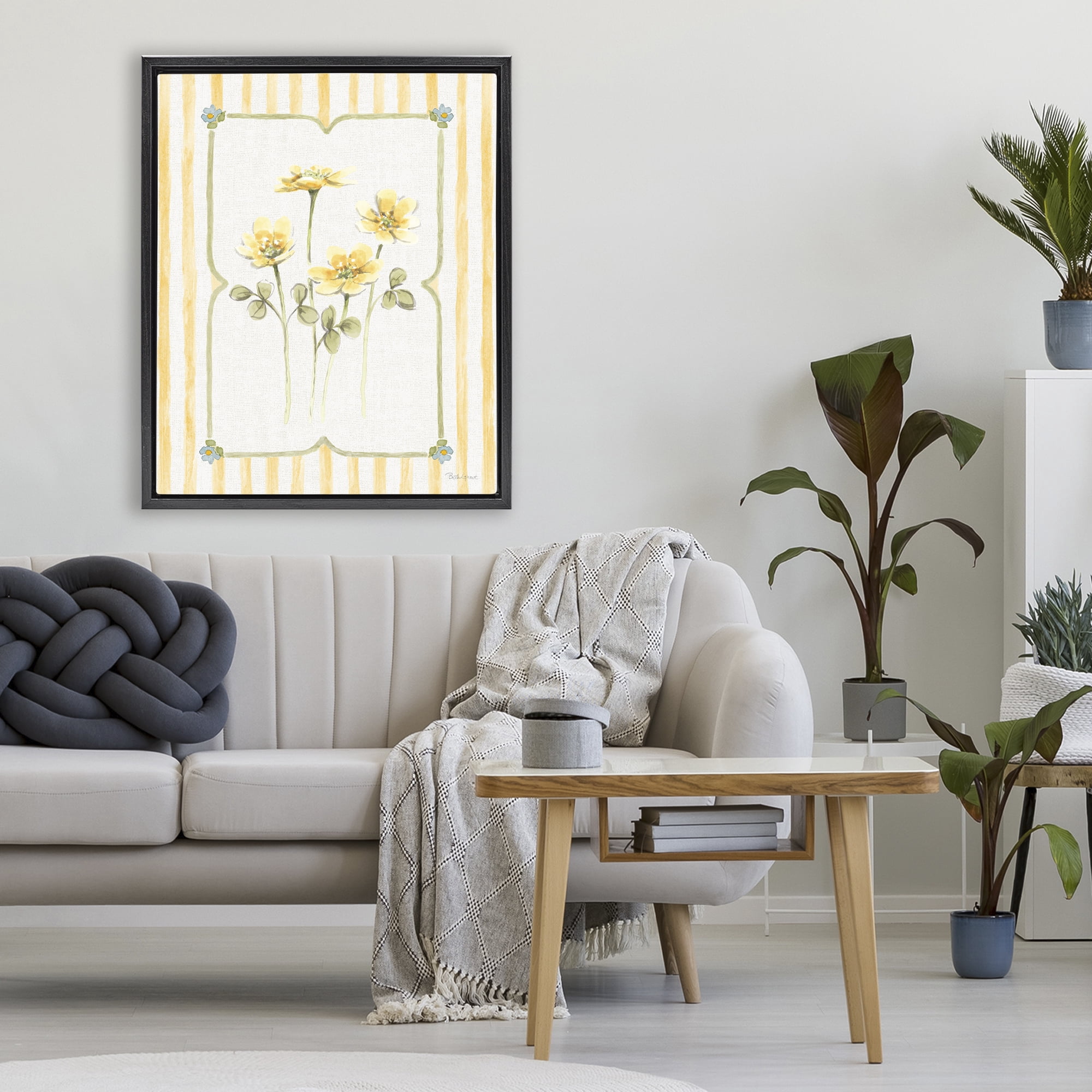 Stupell Industries Sweet Honey Florals Black Framed Floater Canvas Wall Art, design by Beth Grove