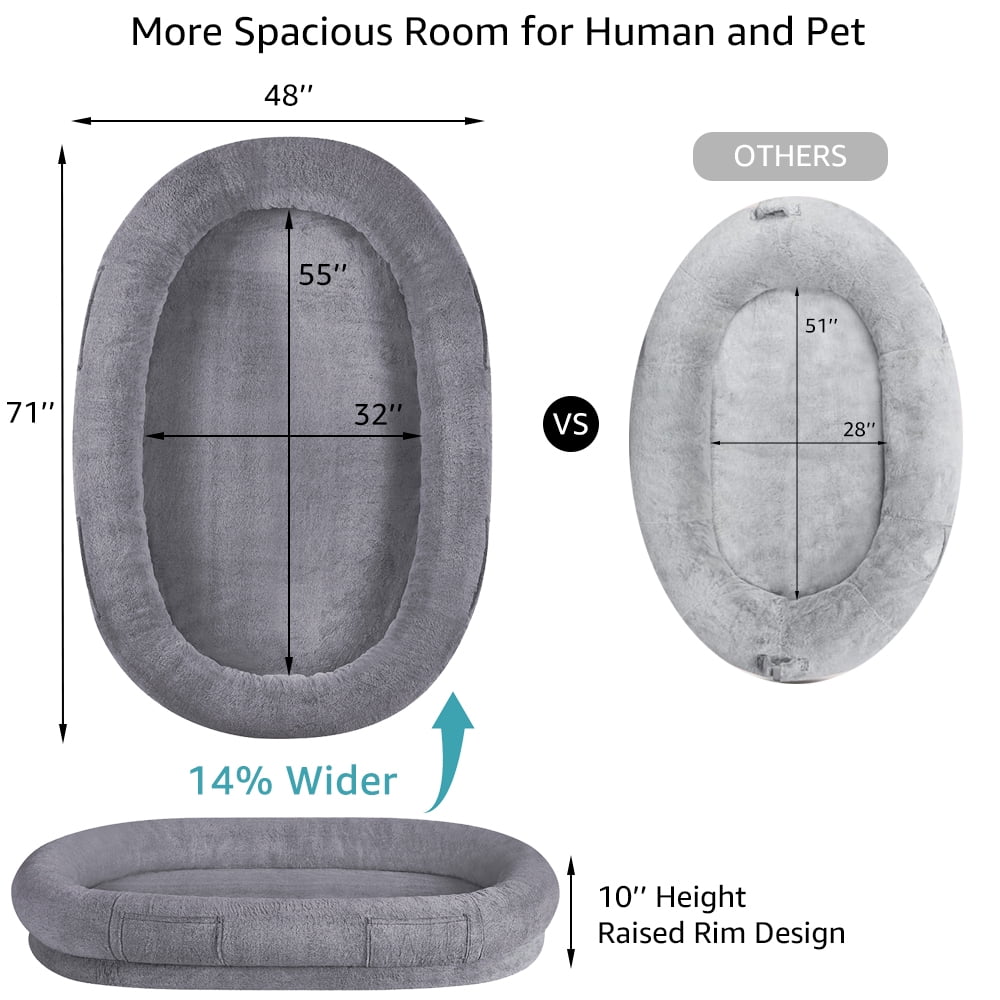 unipaws Cooling Human Dog Bed for Adult, All Season Summer Winter Giant Extra Large Human Size Pet Bed with Removable Cooling Pad