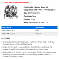 thumbnail image 2 of Front Brake Pad and Rotor Kit - Compatible with 1996 - 1998 Acura TL 1997, 2 of 2