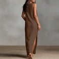 thumbnail image 3 of FAIWAD Linen Dress Women V Neck Sleeveless Side Slit Maxi Dresses Loose Casual Flowy Boho Sundress, 3 of 9