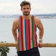 thumbnail image 6 of Zufioo Mexican Serape Blanket Stripes Print Men's Vest, Sleeveless Quick-drying Muscle T-shirt, Suitable for Sports Fitness, Home Leisure Wear-3X-Large, 6 of 7