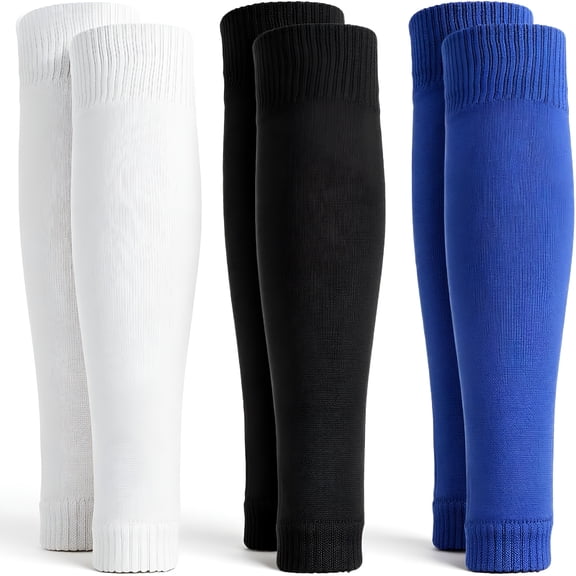 BESTSKY Shin Guard Sleeves,3 Pairs Pre Cut Football Sock Sleeves Soft Breathable Soccer Sock Sleeve Elastic Leg Sleeve for Soccer Running Adult